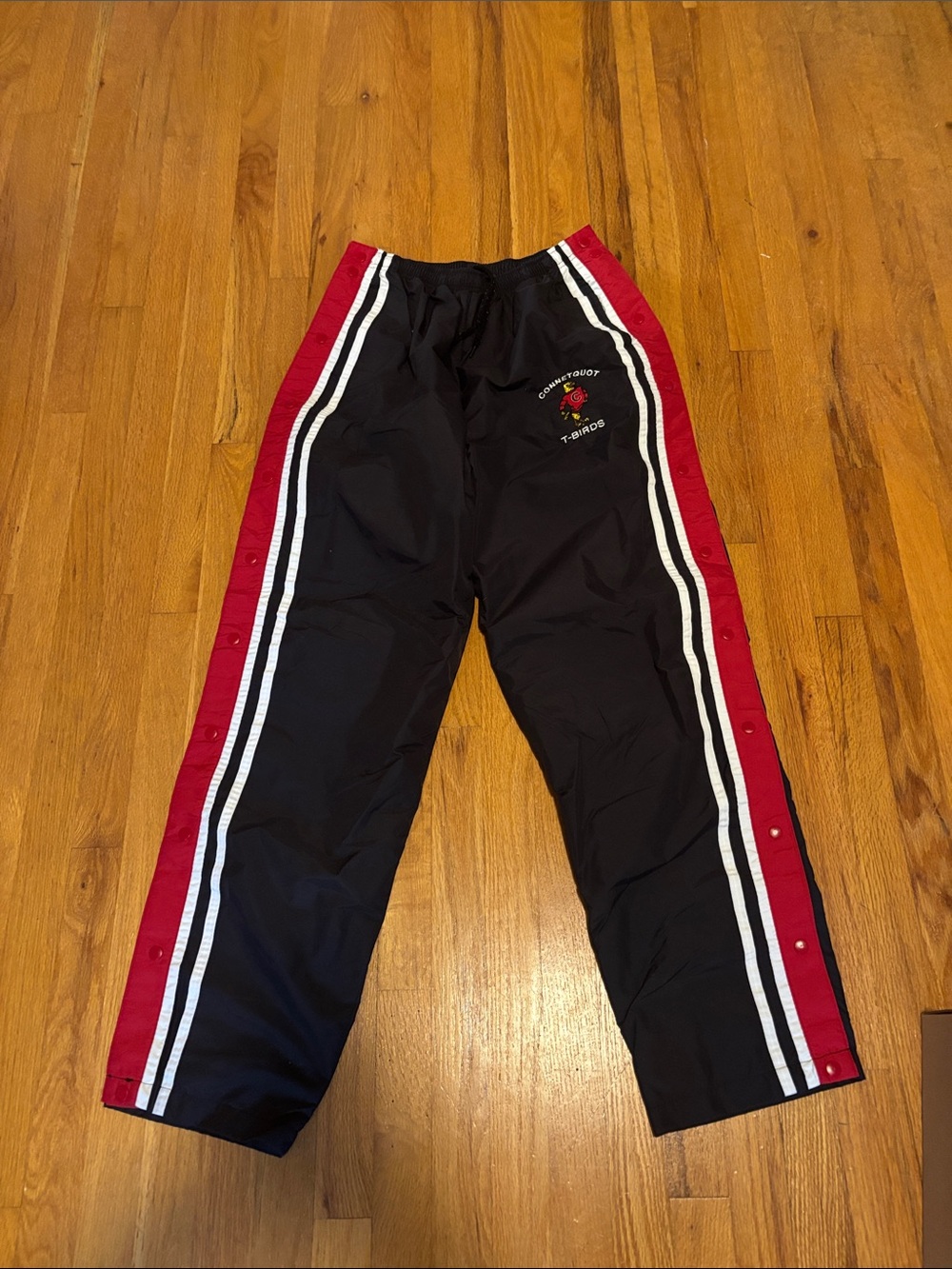 😀3 for $20 😀Holloway men Black Joggers with Red & White Side Stripes and snaps